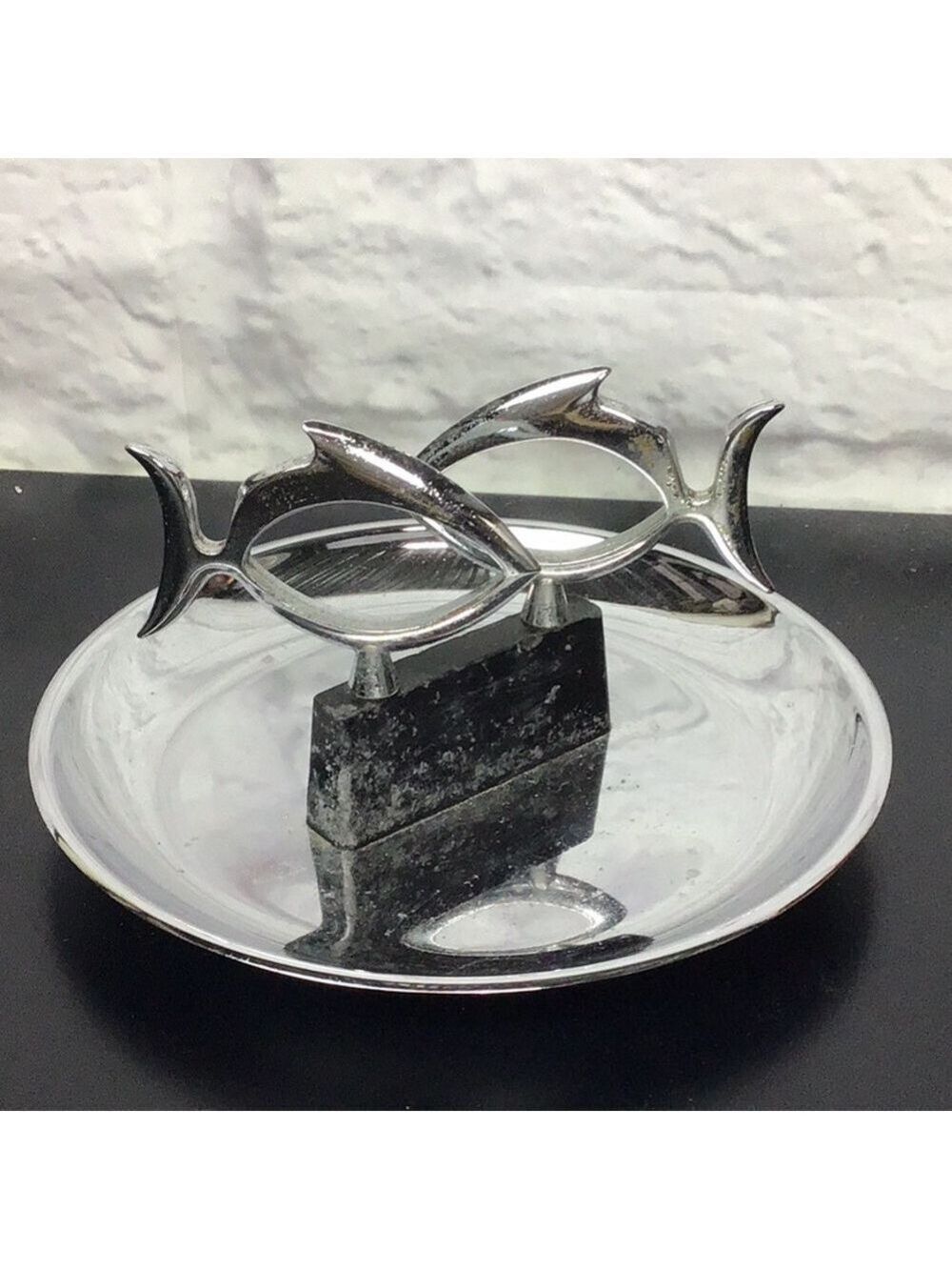 Mid Century Modern two fish Chrome Pincherette Ashtray MCM - Picture 2 of 10